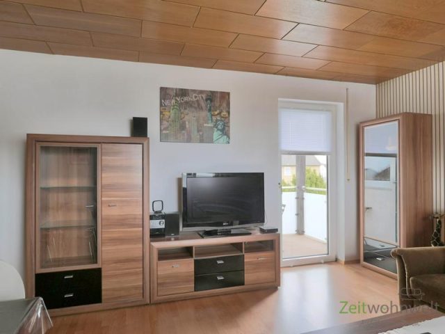 Blick zu TV und Balkon