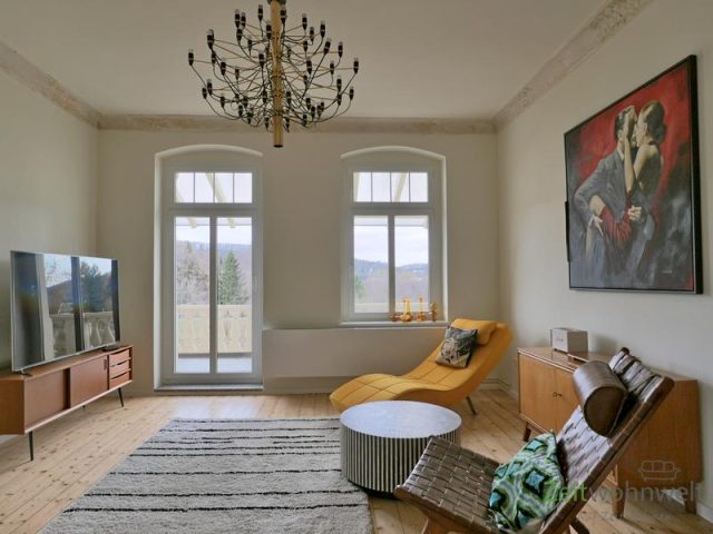 Blick zum Balkon
