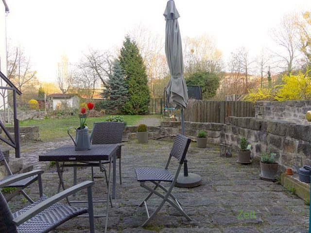 Blick auf die Terrasse im März