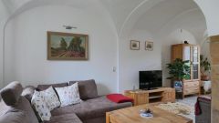 Pirna, interessante möblierte Wohnung mit Gewölbedecken, Fußbodenheizung und Terrasse, WLAN